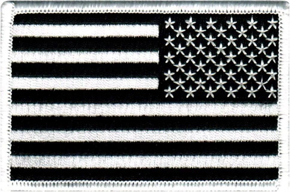 American Flag Embroidered Patch Reverse Black United States Subdued Military