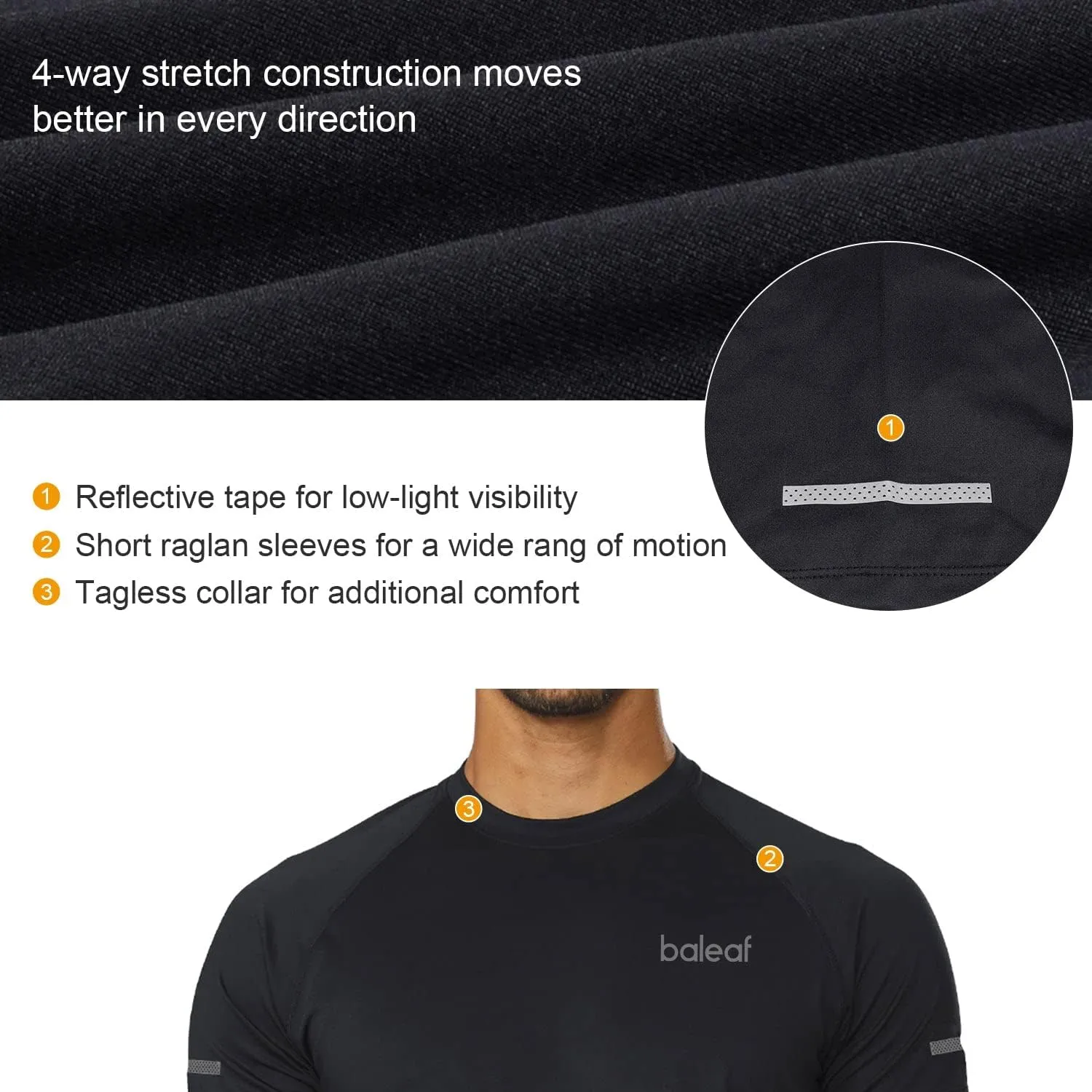 baleaf Men's Running Workout Shirts Short Sleeve Athletic T-Shirt Quick Dry