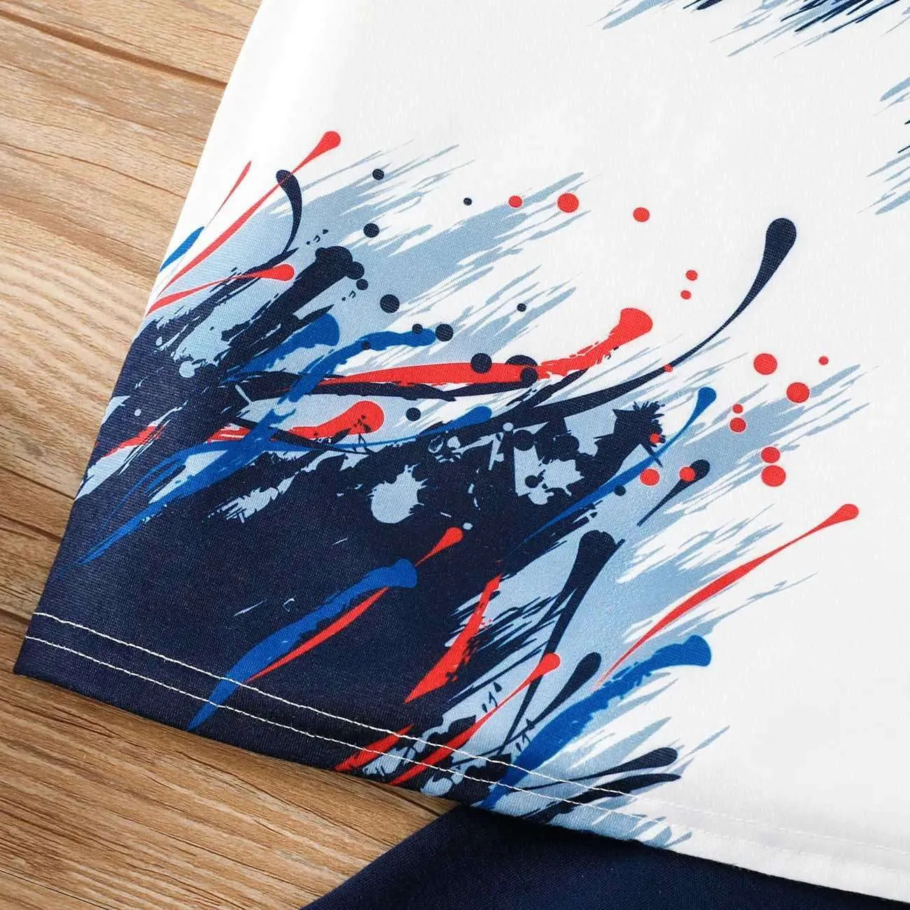 Balls Print Tee and Dark Blue Shorts Set - Kids Boy (2Pcs)