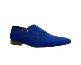 Bespoke Blue Suede Monk Strap Shoe for Men
