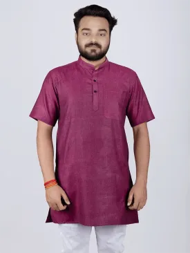 Black Purple Handwoven Organic Cotton Men Kurta