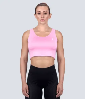 Born Tough Core Pink Sheer Crop Athletic Top for Women