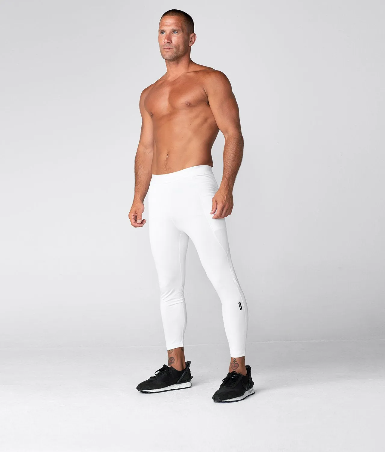 Born Tough Side Pockets Compression Athletic Pants For Men White