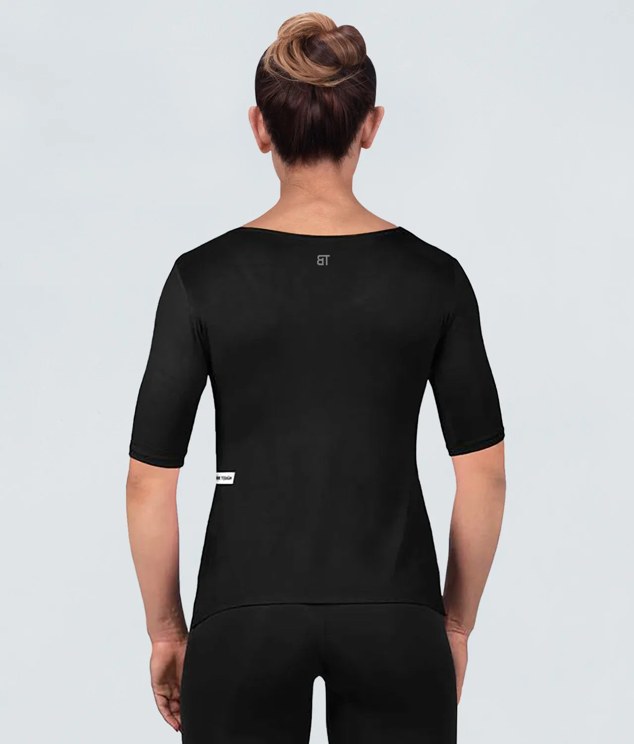 Born Tough True Form Sheer Black Short Sleeve Athletic Shirt for Women
