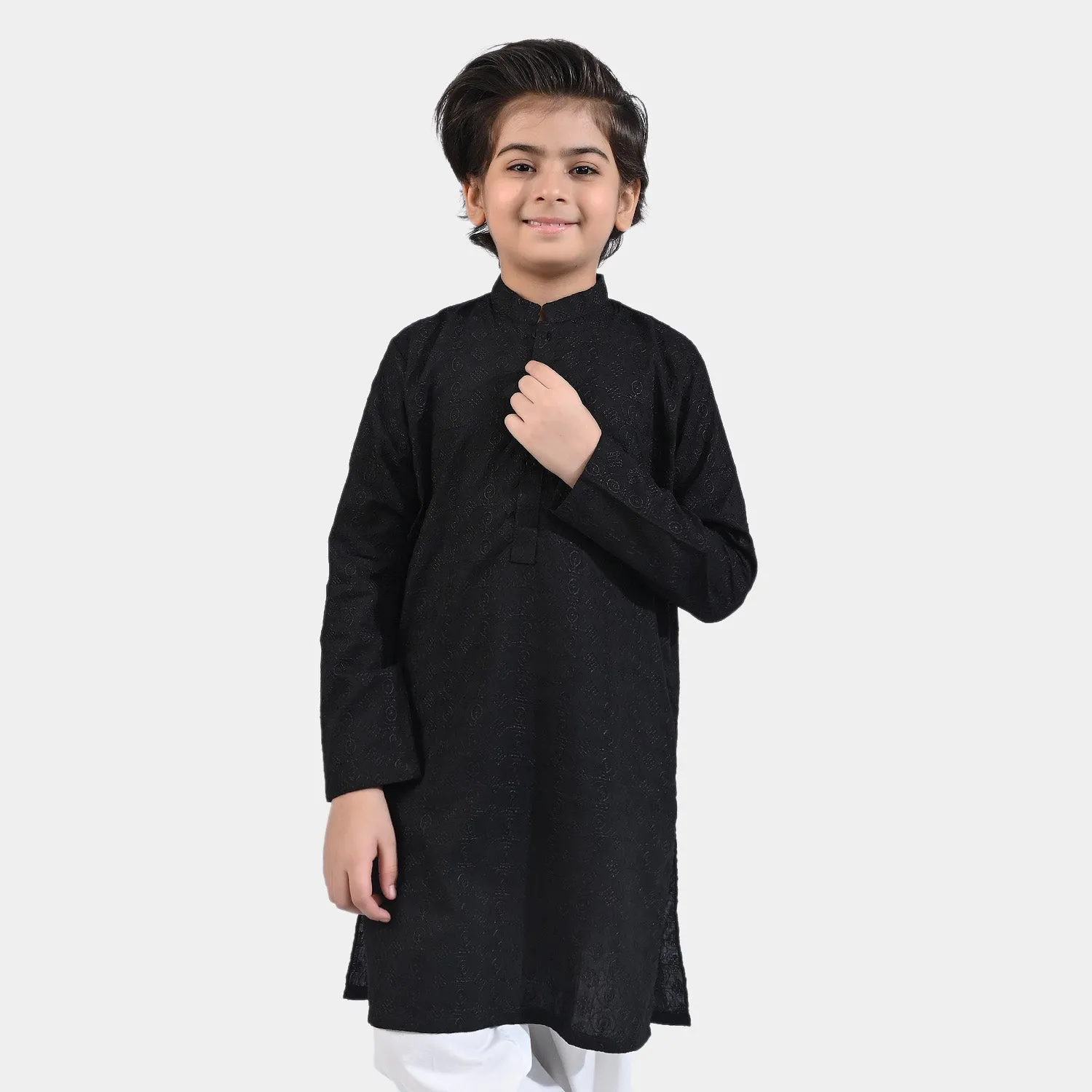 Boys Chicken Kari Basic Kurta-BLACK