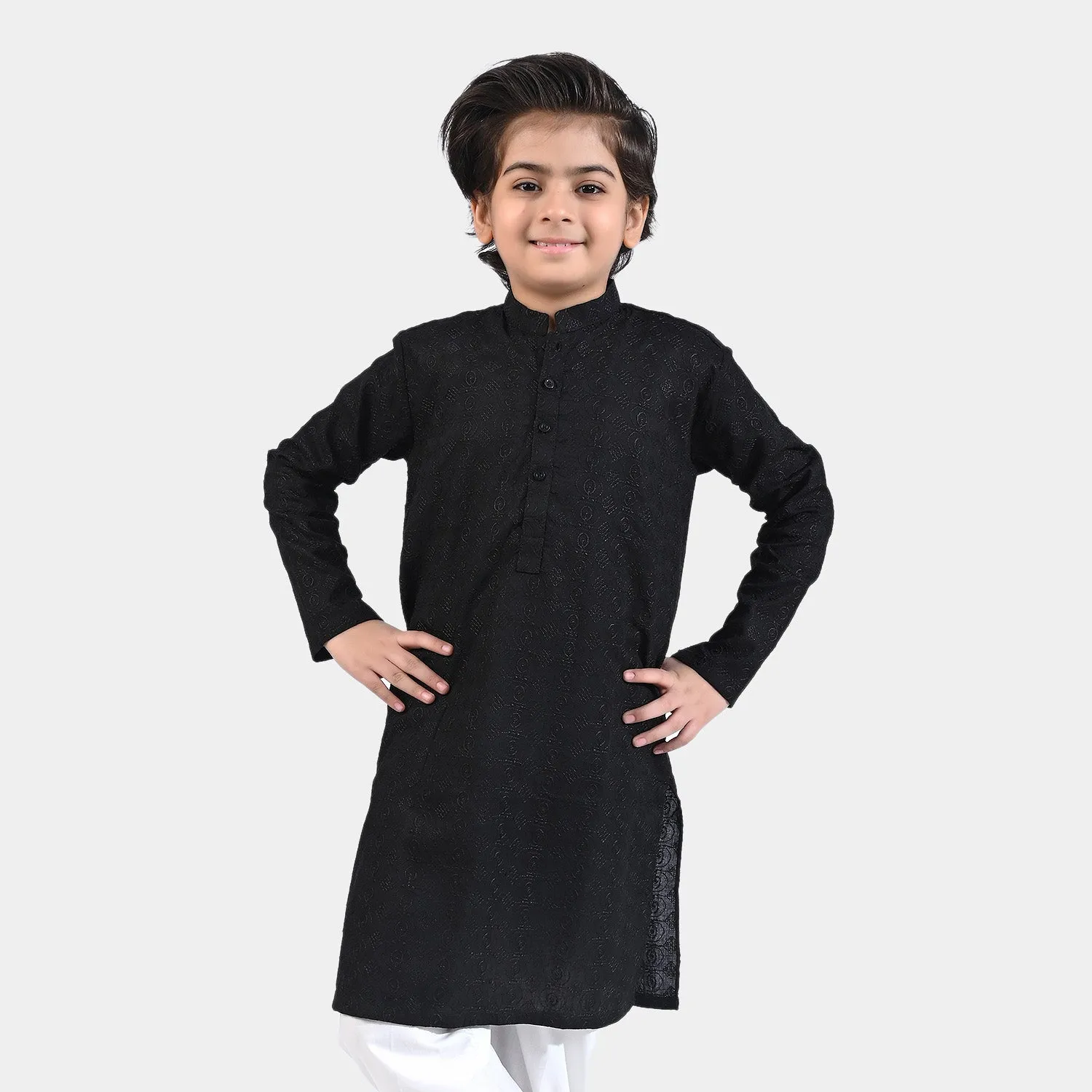 Boys Chicken Kari Basic Kurta-BLACK