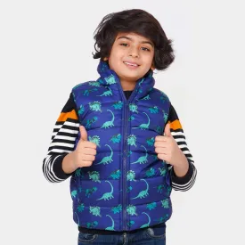 Boys Sleeve Less Quilted Jacket Dino - NAVY