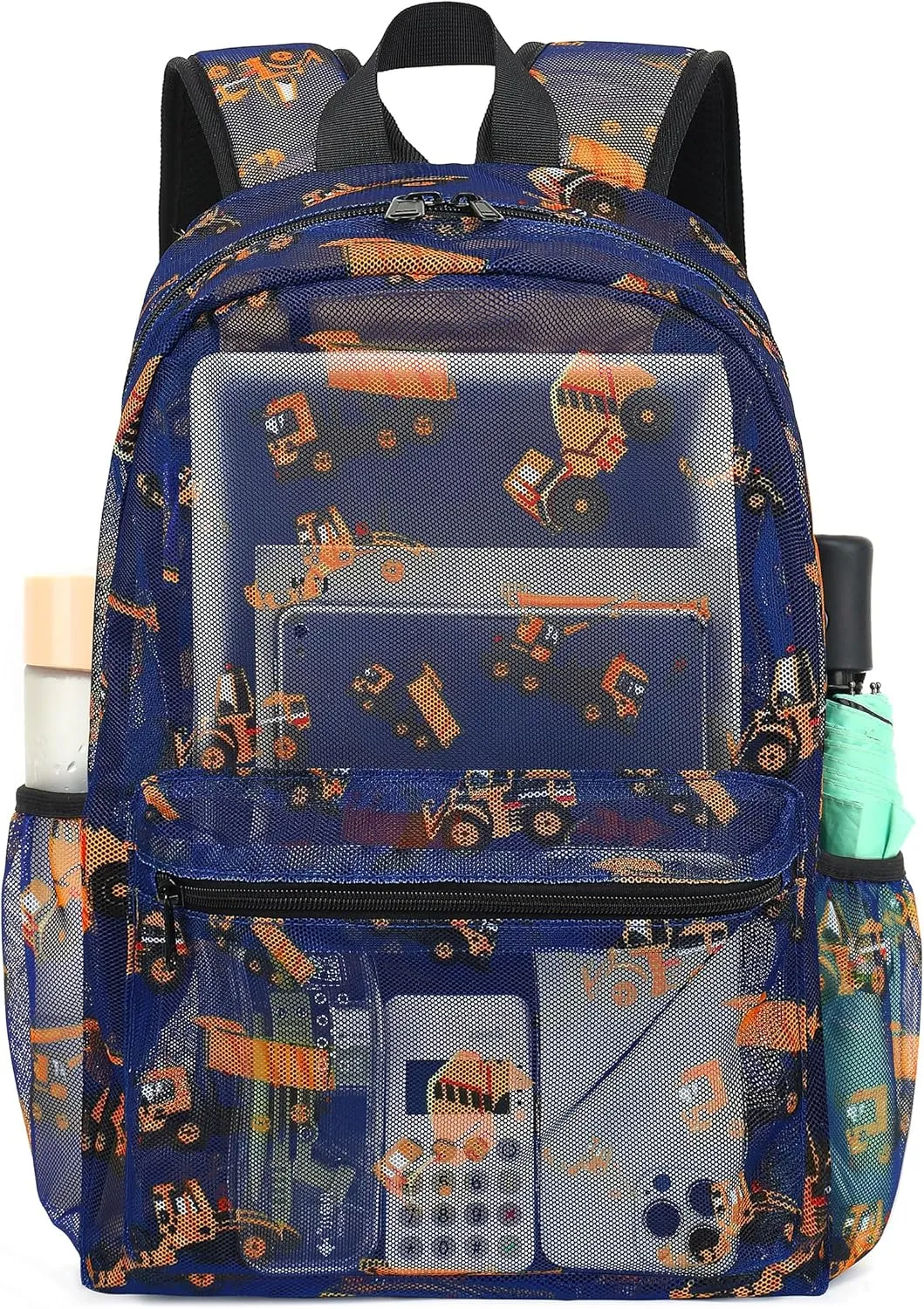 CAMTOP Mesh Backpack Kids Boys Girls Bookbag See Through Preschool Kindergarten Backpacks Casual Daypack for School Beach Travel Swim(Age 3-8 Years,Tractor)