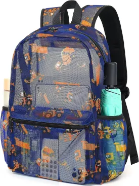 CAMTOP Mesh Backpack Kids Boys Girls Bookbag See Through Preschool Kindergarten Backpacks Casual Daypack for School Beach Travel Swim(Age 3-8 Years,Tractor)