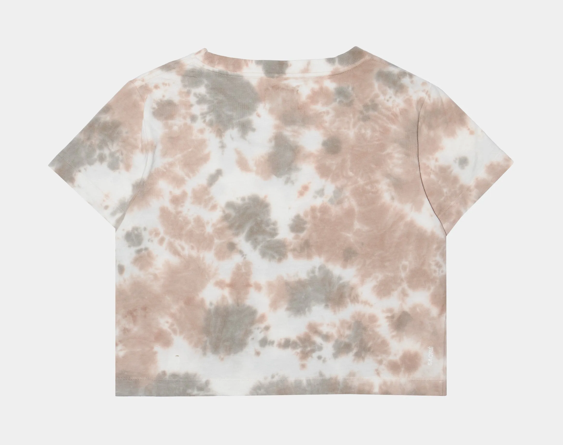 Carine Crop Tie Dye Womens T-Shirt (Beige/White)