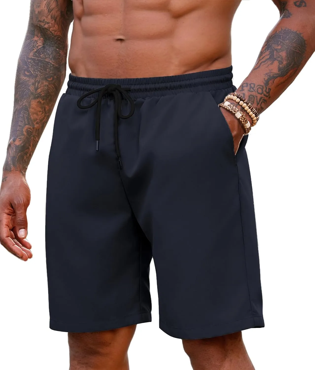 COOFANDY Men's Hawaiian Beach Shorts Elastic Waist Drawstring Lightweight Summer Casual Shorts with Pocket