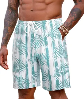 COOFANDY Men's Hawaiian Beach Shorts Elastic Waist Drawstring Lightweight Summer Casual Shorts with Pocket