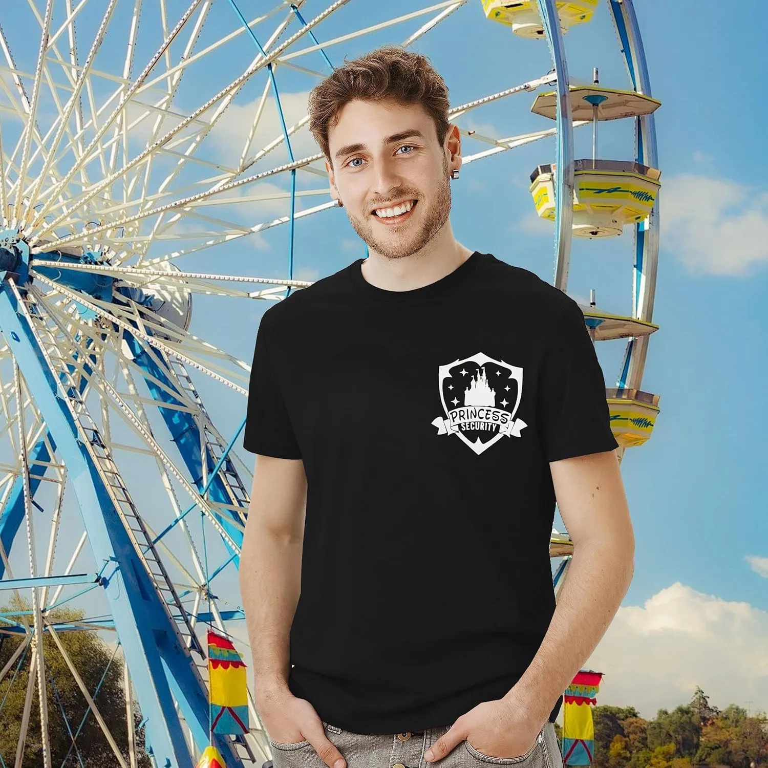 FRYAID Princess Security Team Shirt Men Magical T-Shirt Magic Kingdom Tees Dad Birthday Party Family Trip Short Sleeve Tops