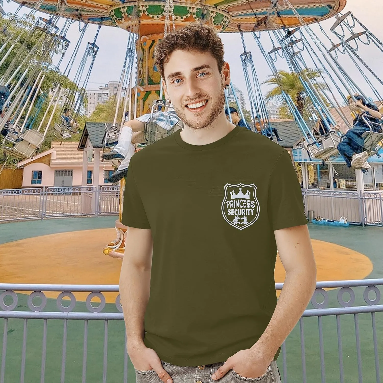 FRYAID Princess Security Team Shirt Men Magical T-Shirt Magic Kingdom Tees Dad Birthday Party Family Trip Short Sleeve Tops