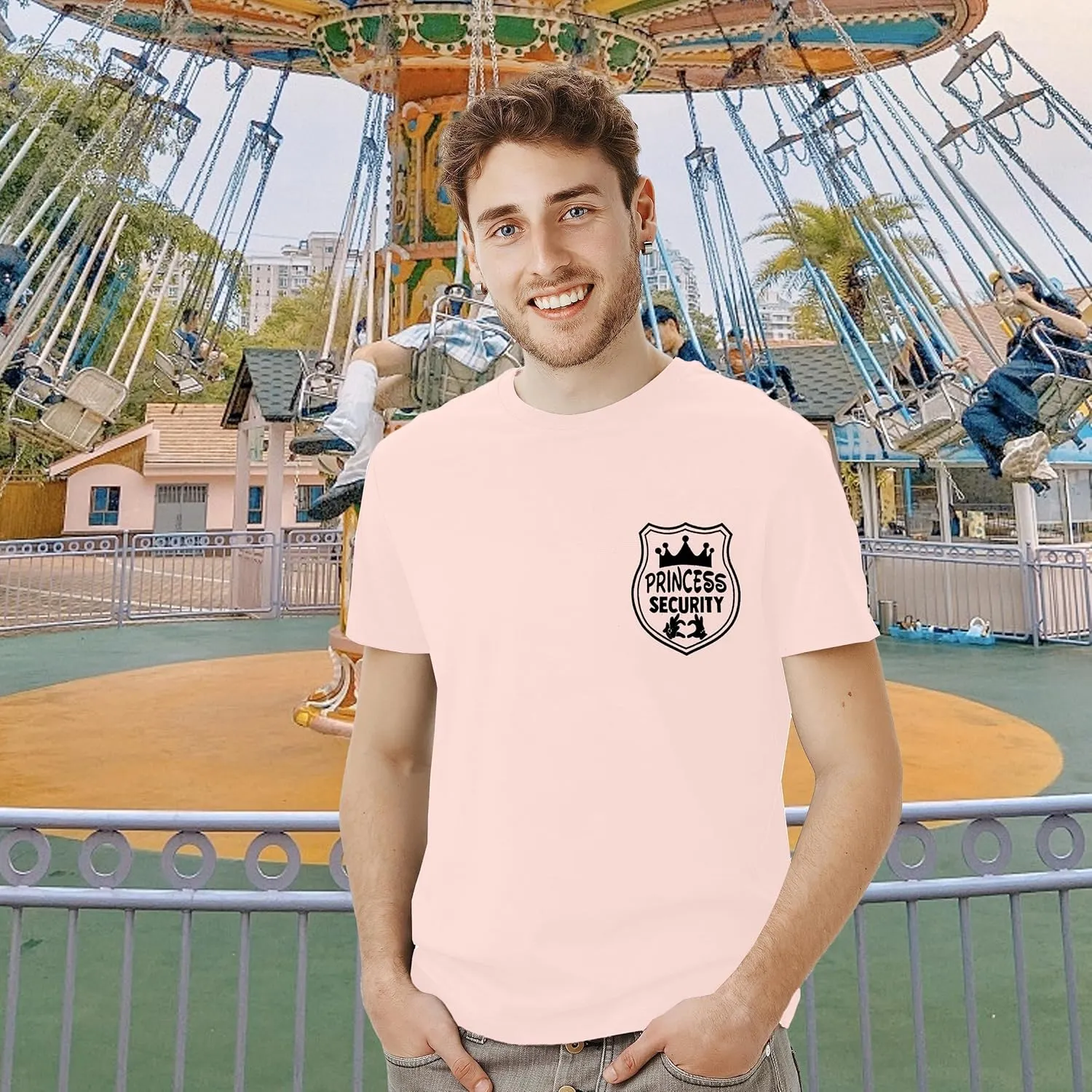 FRYAID Princess Security Team Shirt Men Magical T-Shirt Magic Kingdom Tees Dad Birthday Party Family Trip Short Sleeve Tops