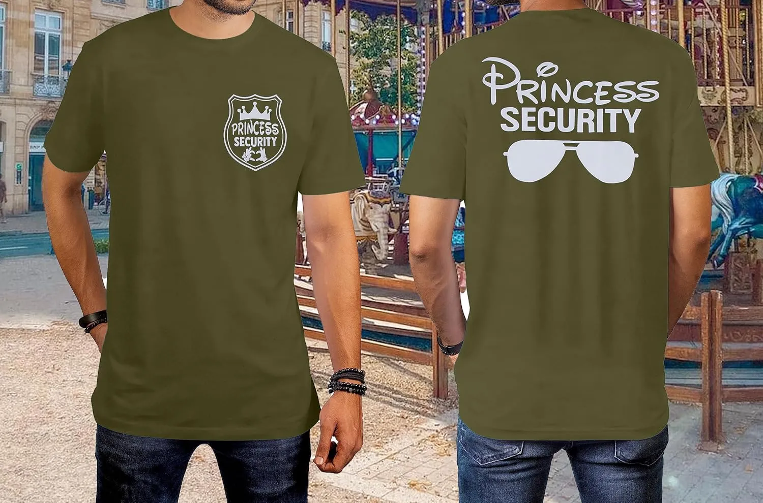 FRYAID Princess Security Team Shirt Men Magical T-Shirt Magic Kingdom Tees Dad Birthday Party Family Trip Short Sleeve Tops