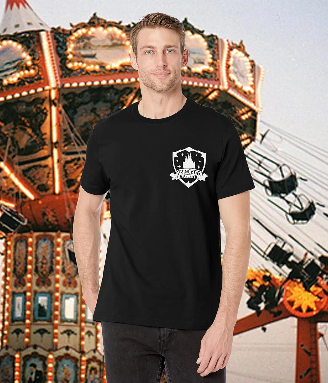 FRYAID Princess Security Team Shirt Men Magical T-Shirt Magic Kingdom Tees Dad Birthday Party Family Trip Short Sleeve Tops