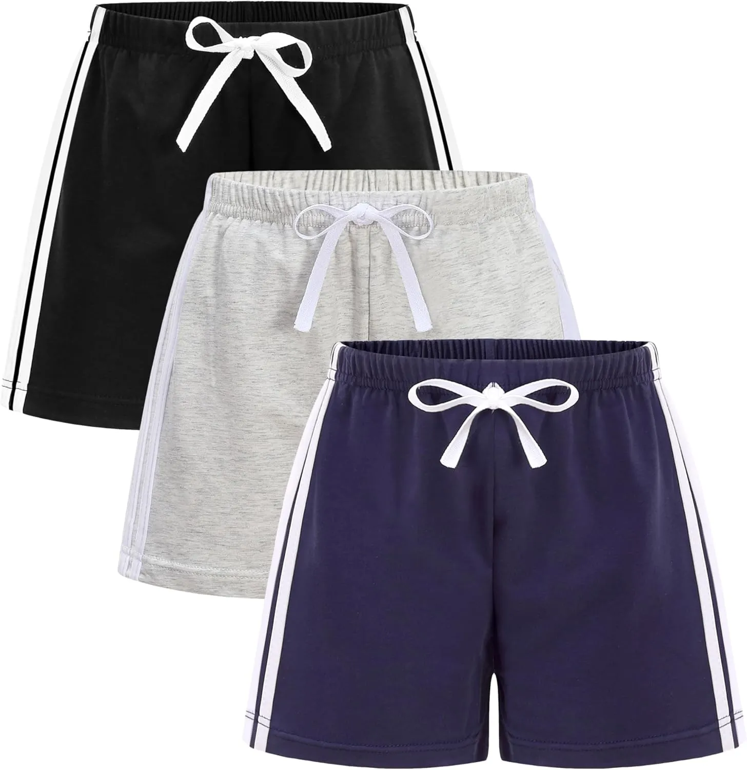 GFQLONG 5 Pack Toddler Boys Girls Cotton Athletic Running Shorts, Kids Summer Casual Fashion Soccer Shorts