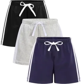 GFQLONG 5 Pack Toddler Boys Girls Cotton Athletic Running Shorts, Kids Summer Casual Fashion Soccer Shorts