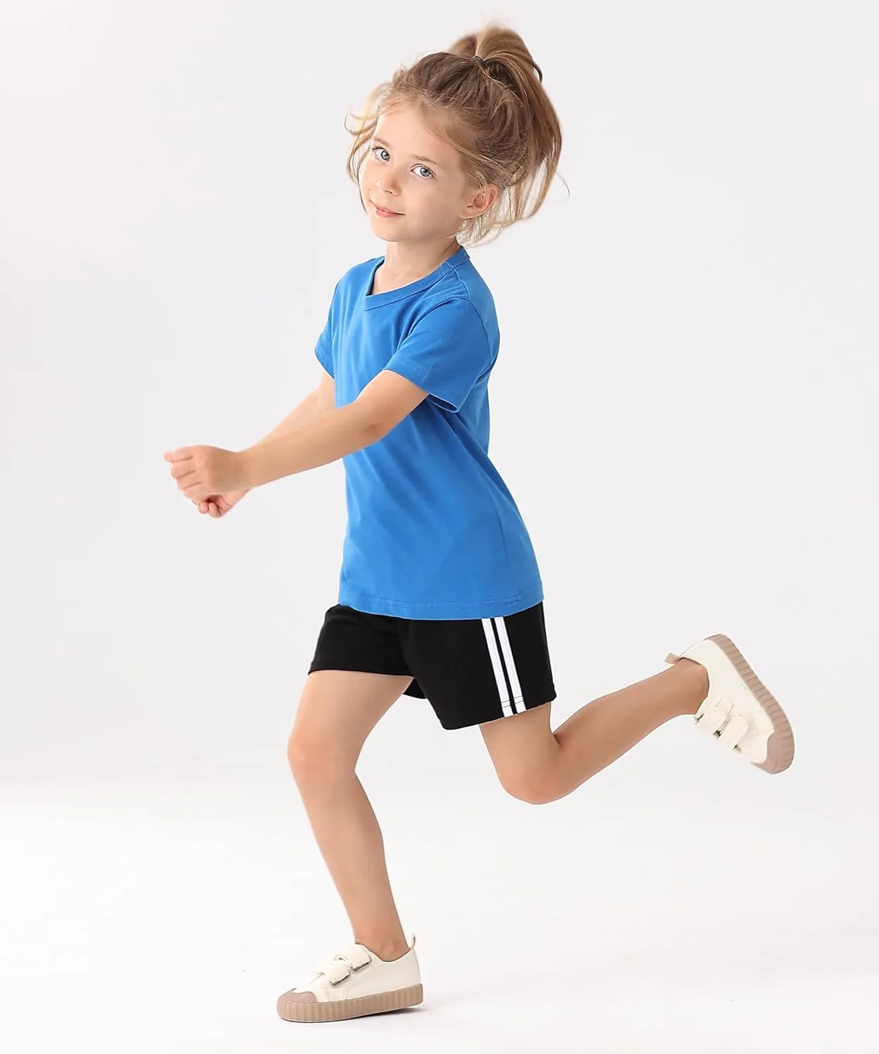 GFQLONG 5 Pack Toddler Boys Girls Cotton Athletic Running Shorts, Kids Summer Casual Fashion Soccer Shorts