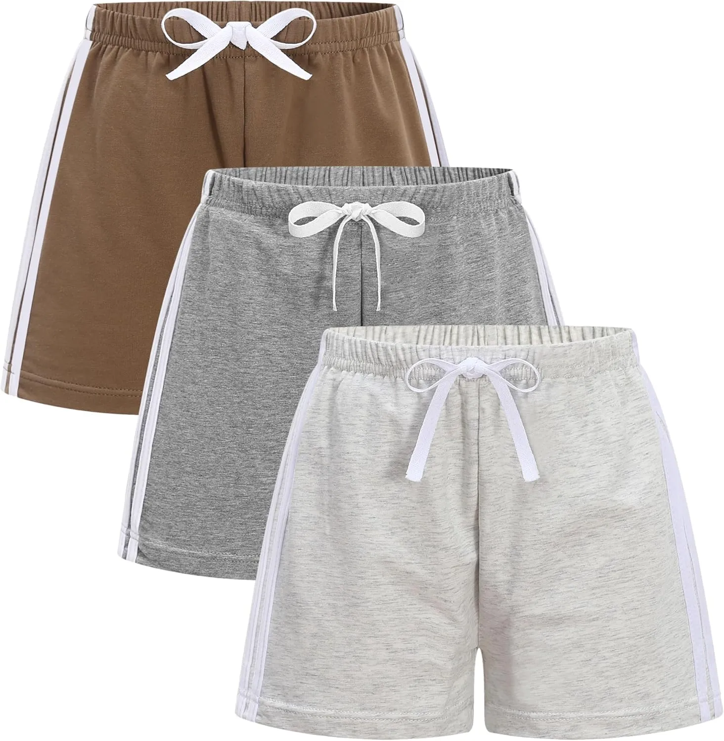 GFQLONG 5 Pack Toddler Boys Girls Cotton Athletic Running Shorts, Kids Summer Casual Fashion Soccer Shorts