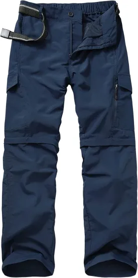 Mens Hiking Pants Quick Dry Lightweight Fishing Convertible Zip Off Safari Trousers