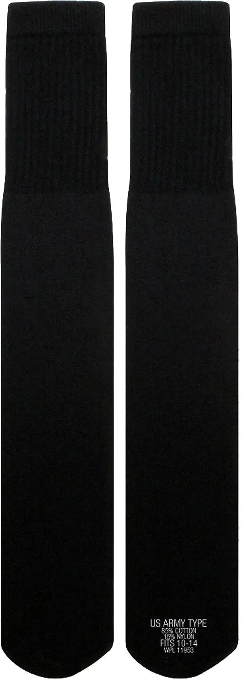 Mens Military Long Tube Socks Pair - Size 10 - 14, US Made