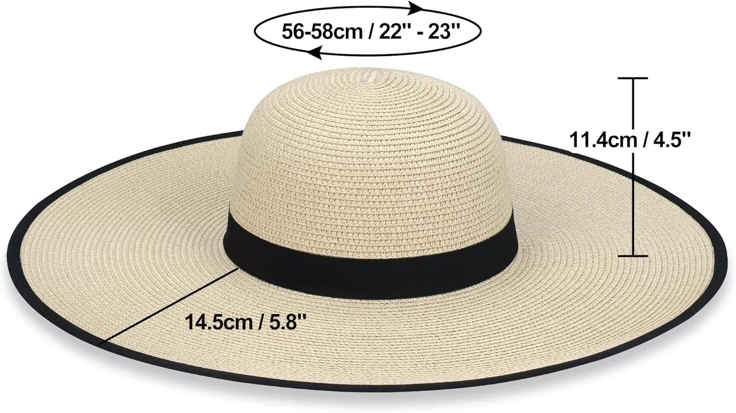 Naivlizer Women Wide Brim Sun Hat UPF50 Straw Summer Hat Floppy Beach Hat Roll-Up