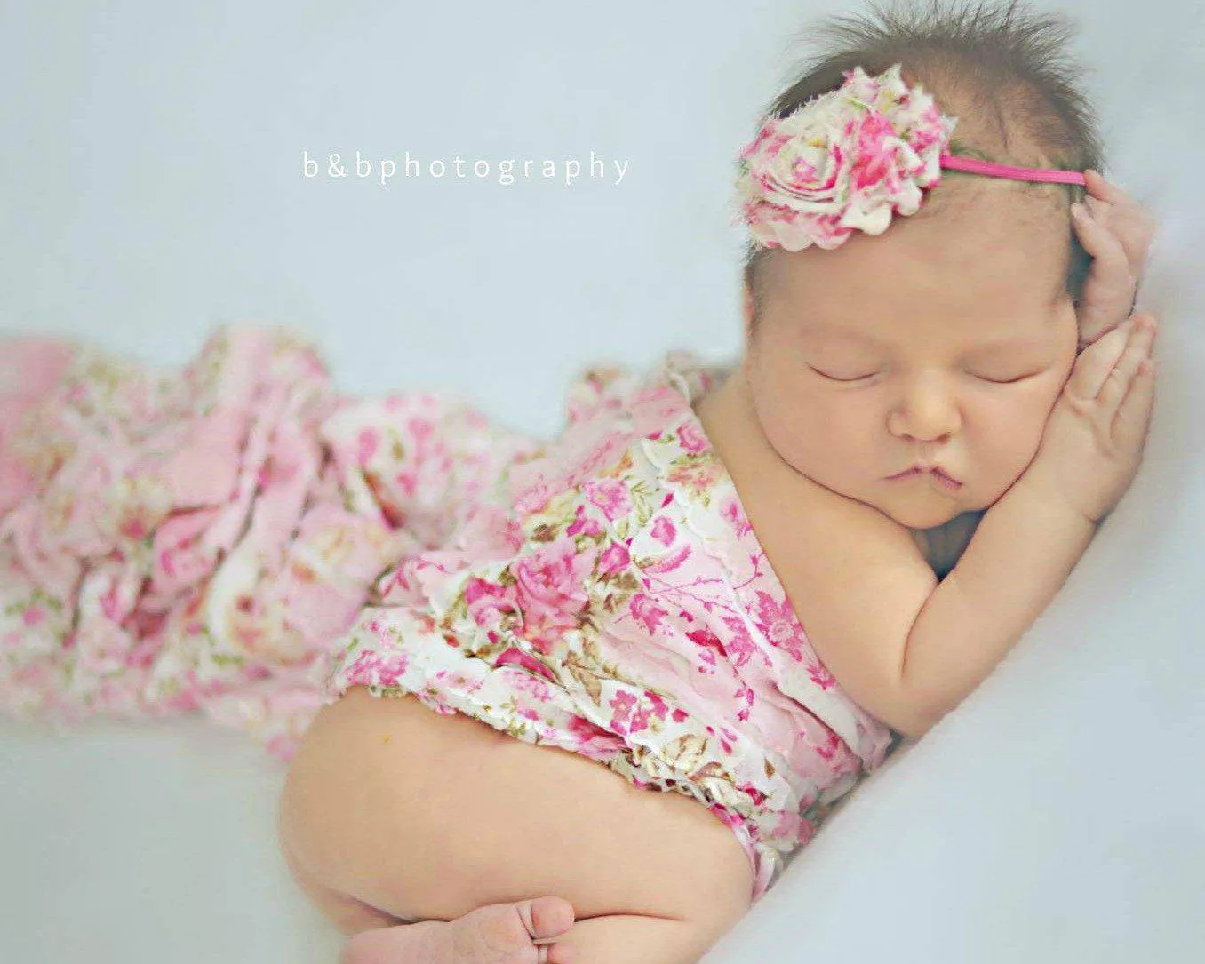 Pink Floral Ruffle Stretch Knit Baby Wrap Layer