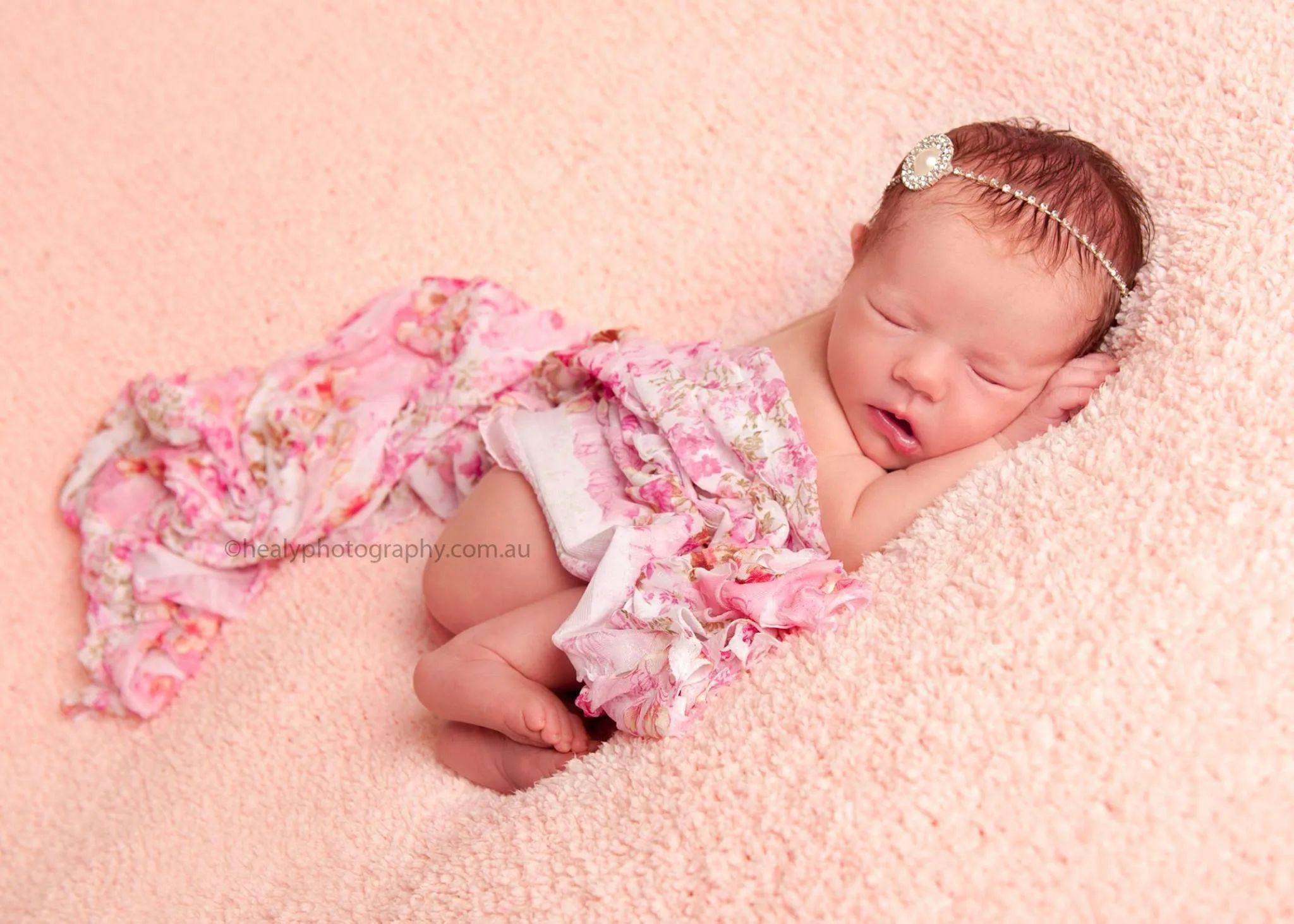 Pink Floral Ruffle Stretch Knit Baby Wrap Layer