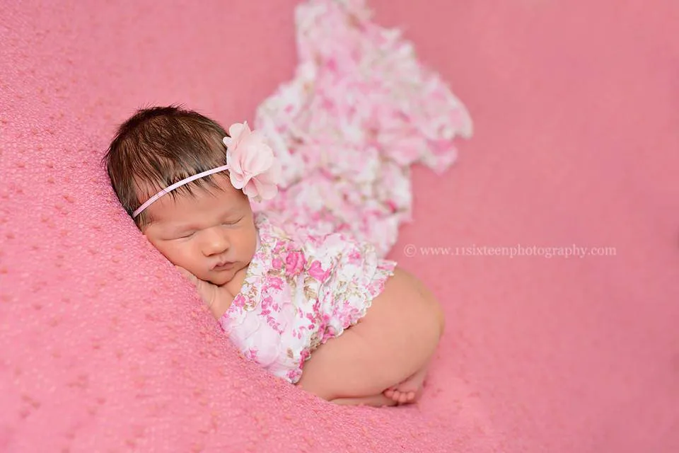 Pink Floral Ruffle Stretch Knit Baby Wrap Layer