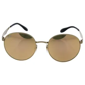 Ray-Ban Women's Highstreet Round Sunglasses, Gold/Brown Mirror Pink, One Size