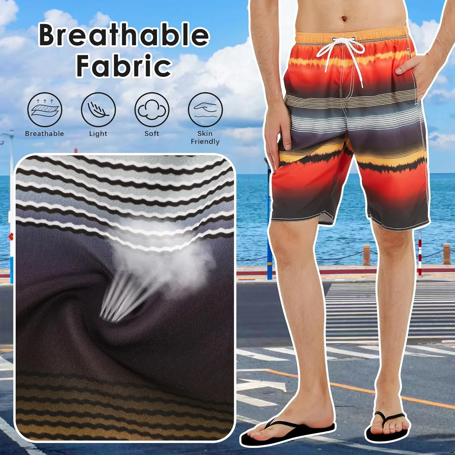 Scotamalone Mens Swim Trunks Swimming Shorts Swimwear Bathing Suits Quick Dry 11 Inch with Mesh Lining