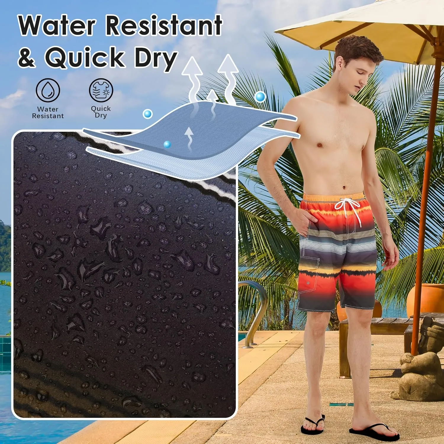 Scotamalone Mens Swim Trunks Swimming Shorts Swimwear Bathing Suits Quick Dry 11 Inch with Mesh Lining