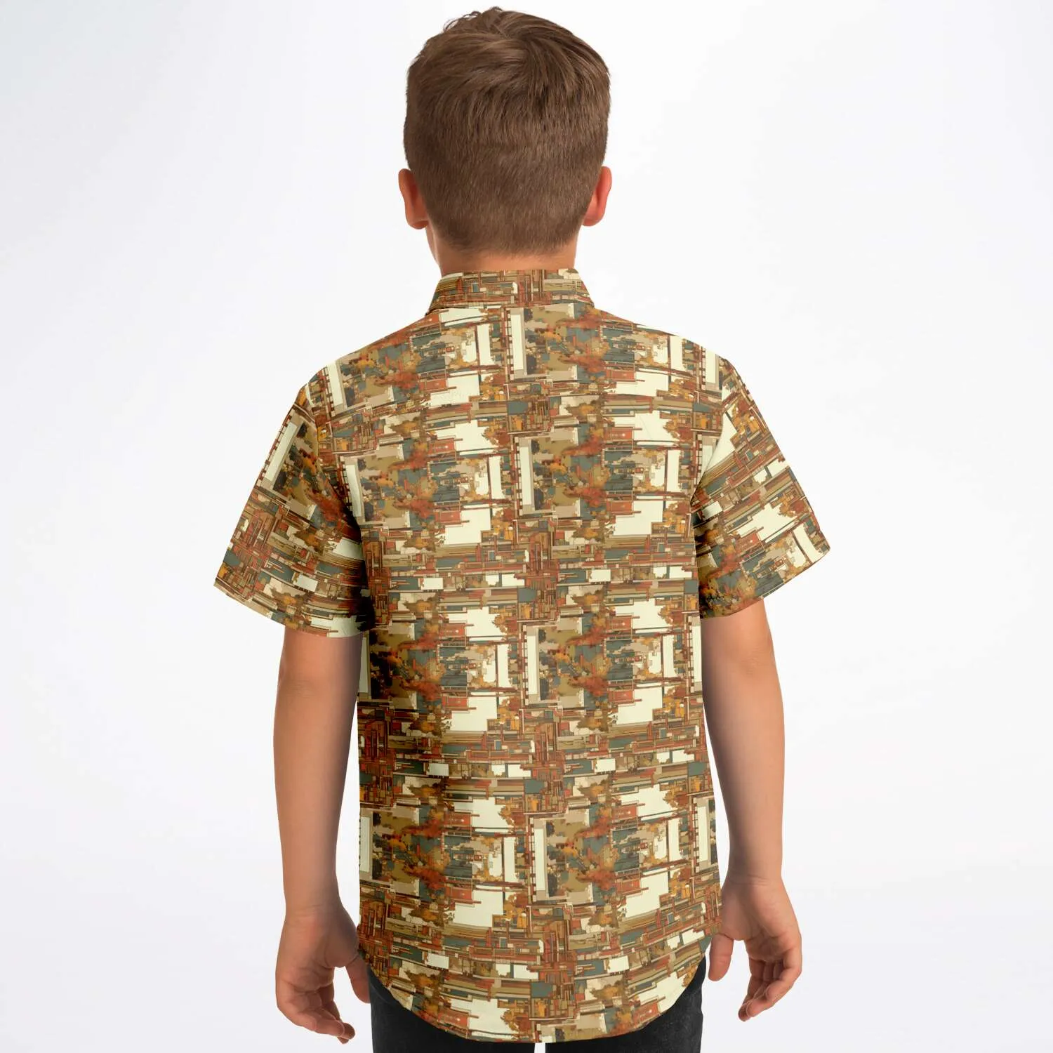 Warm Mid Mod- Kids Short Sleeve Button Down Shirt