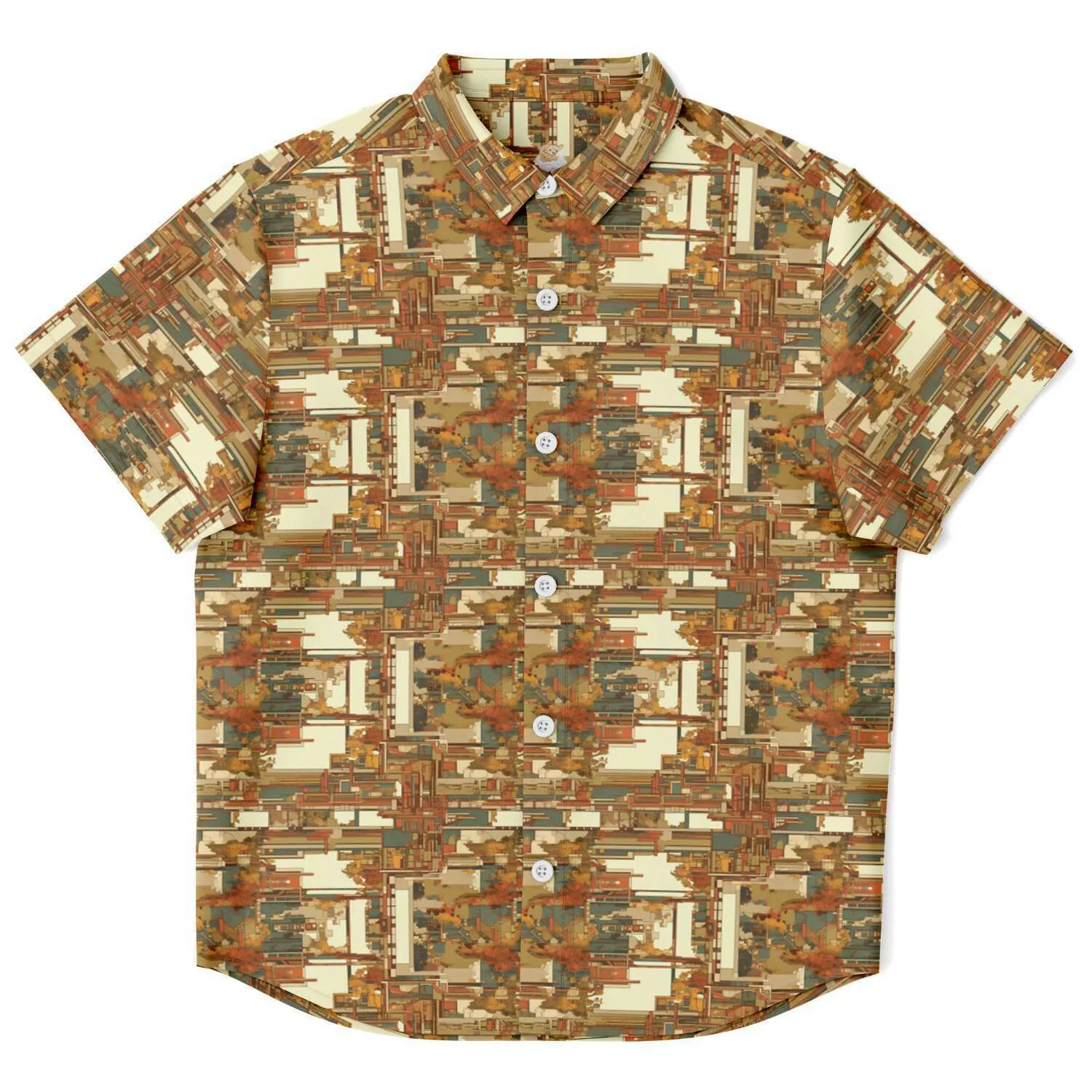 Warm Mid Mod- Kids Short Sleeve Button Down Shirt