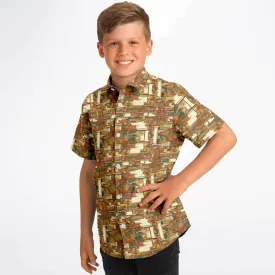 Warm Mid Mod- Kids Short Sleeve Button Down Shirt