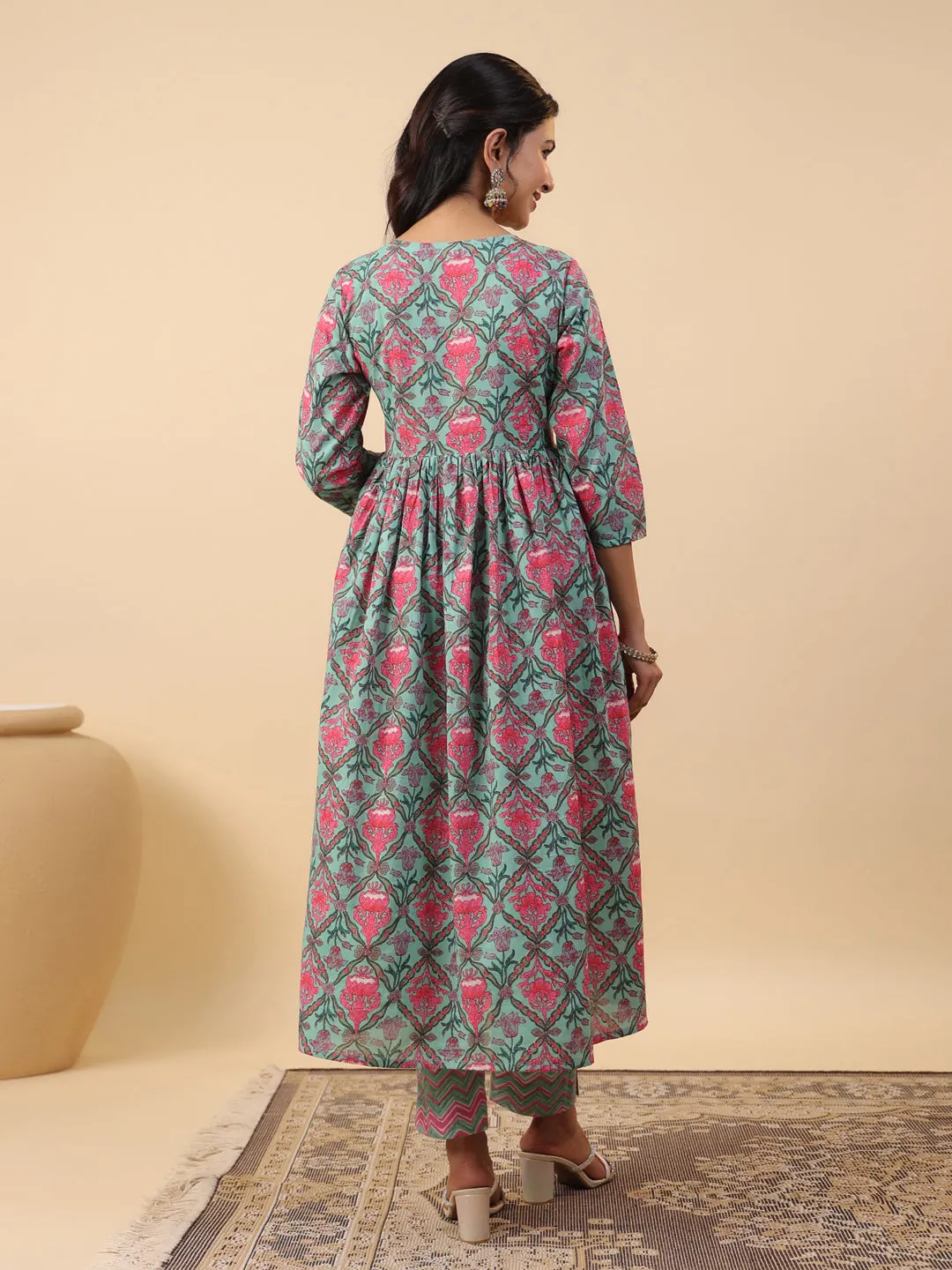 Women Green Cambric Co-Ords
