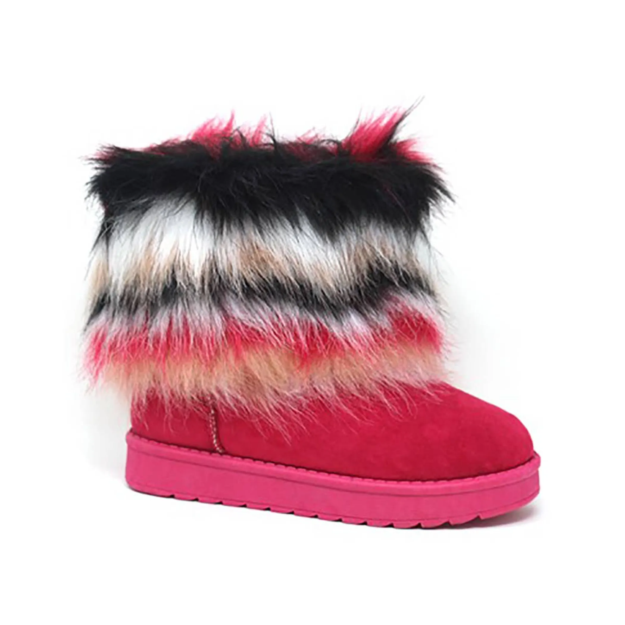 Yoki Womens Comet-13 Short Boot With multi Ugg Fur